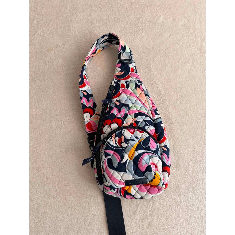 Vera Bradley Quilted Cotton Sling Backpack Floral Multi Color Crossbody Bag